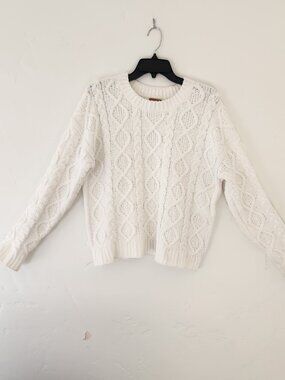POL white knit sweater, size S